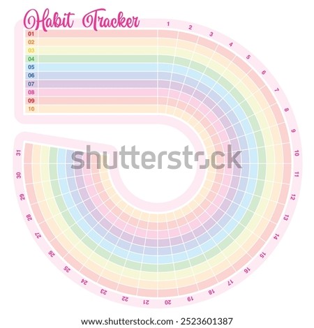 Rainbow colorful habit tracker template