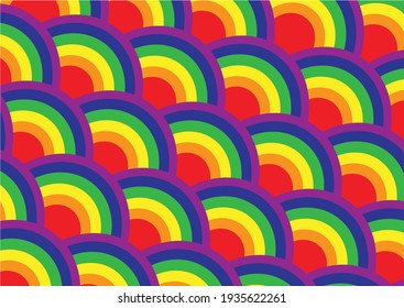 Rainbow colorful half circle stack background,copy space,banner and wallpaper,LGBTQ+ Pride Month