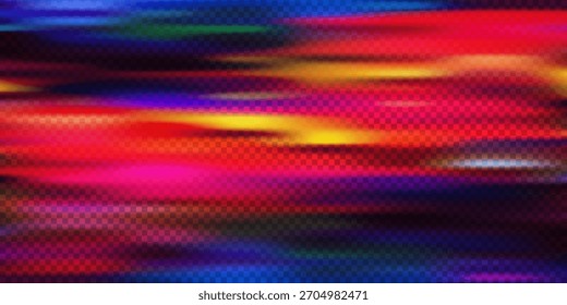 Arco-íris colorido luz prisma efeito, fundo transparente. Reflexão holográfica, cobertura de sombra de vazamento de clarão de cristal. Ilustração vetorial do pano de fundo da luz iridescente borrada abstrata.	