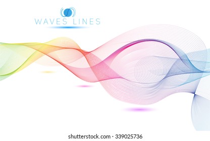 Línea de ondas de luz colorida del arco iris Patrón de Vector abstracto brillante Curva de onda aislada