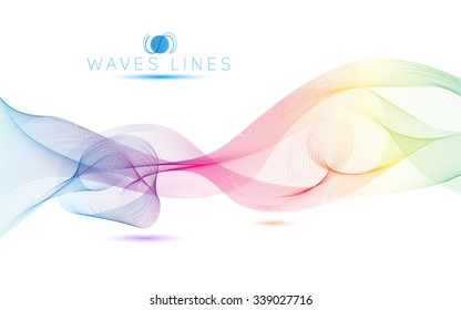 rainbow colorful light waves line bright abstract vector pattern wave isolated