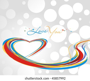 rainbow colorful lines crossing each other on heart shape ,vector illustration