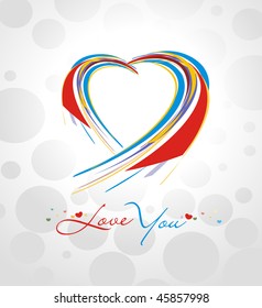 rainbow colorful lines crossing each other on heart shape ,vector illustration