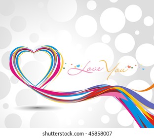 rainbow colorful lines crossing each other on heart shape ,vector illustration