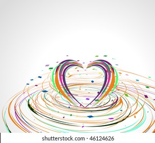 rainbow colorful lines crossing each other on heart shape ,vector illustration