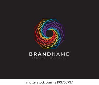 octágono de color arcoiris torsión geométrica de la forma morphing multilíneas