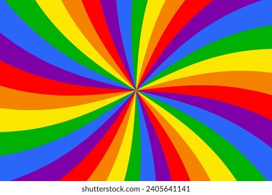 Rainbow colorful rays rotating spiral hypnotic background