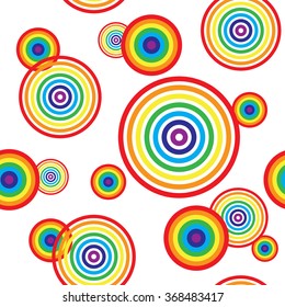 Rainbow colorful rings. Seamless pattern. Vector illustration