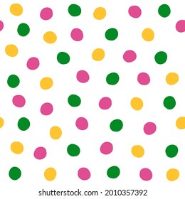 rainbow colorful seamless vector pattern background illustration with polka dots	