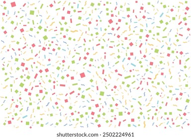 Ilustración de fondo de patrón de Vector inconsútil colorido del arco iris con confeti de papel que cae y lunares	