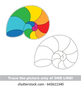 Rainbow Colorful Seashell to be traced only of one line, the tracing educational game to preschool kids with easy game level, the colorful and colorless version.
