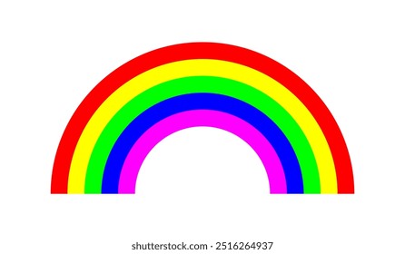 Arco-íris com colorido. Design simples de arco-íris isolado em fundo branco.