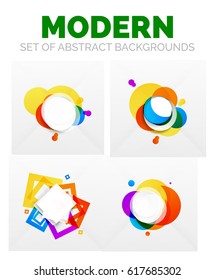 Rainbow colorful square and circle templates. Set of vector backgrounds