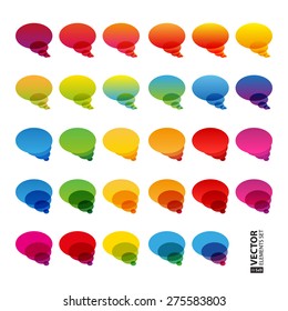 Rainbow colorful transparent chat bubbles set. RGB EPS 10 vector illustration