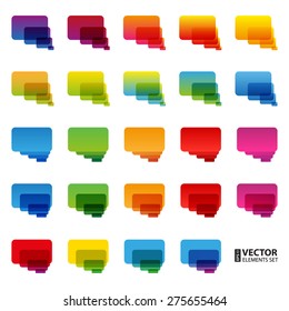 Rainbow colorful transparent rounded rectangle chat bubbles set. RGB EPS 10 vector illustration