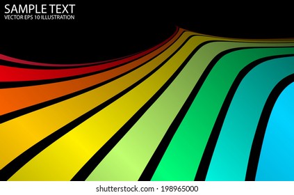 Rainbow colorful vector background template - Vector curved rainbow background illustration