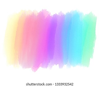 Rainbow colorful watercolor hand drawn striped vecotr stroke for art design, decoration, banner, card, wallpaper. Abstract line smear liquid bright element for label, tag, illustration