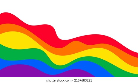 Farbige Wellenlinie-Hintergrunddesign aus Regenbogen. Fröhliche LGBT Pride Monat Thema Vektorvorlage. 