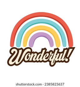 rainbow colorful wonderful appreciation sticker vector illustration printable