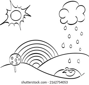 Rainbow coloring page. Easy to print weather coloring page for kids 