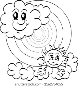 Rainbow coloring page. Easy to print weather coloring page for kids 