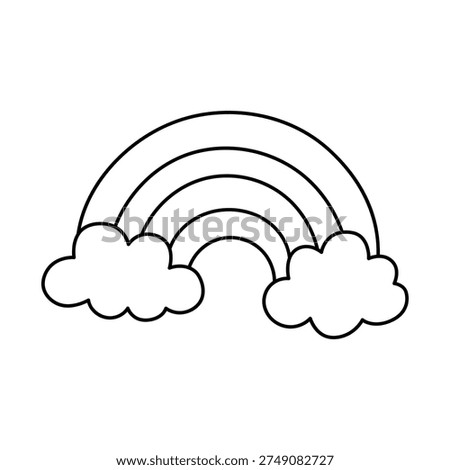 Rainbow Coloring Page for Kids. Cute Simple Rainbow Outline Illustration. Easy Printable Coloring Activity for Preschool and Kindergarten. Cute Cartoon Rainbow Coloring Sheet for Kids. Rainbow Outline Illustration for Preschool and Kindergarten Children.