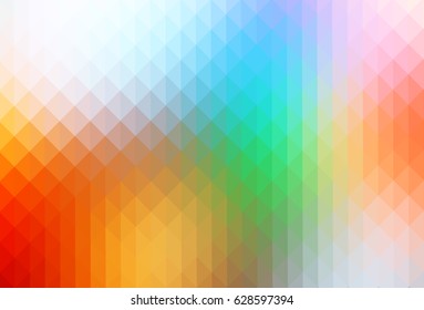 Rainbow colors abstract geometric background with rows of triangles  