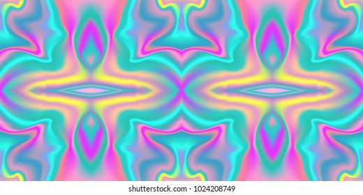 Rainbow colors abstract vector background. Holographic effect seamless pattern. Neon backdrop texture with triangular. Hipster repeating wallpaper. 80s and 90s fashion design