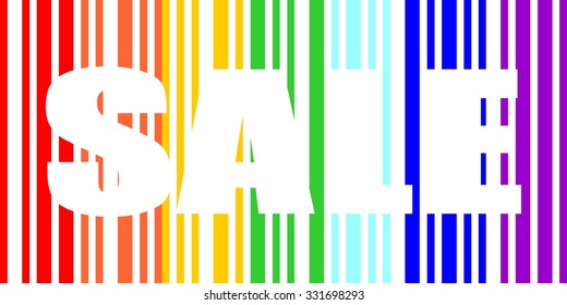 rainbow colors bars and white word sale