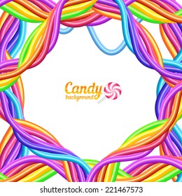 Rainbow colors candy ropes vector background