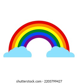 Colores Arcoiris Con Ilustración Vector De Nubes.