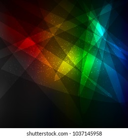 Rainbow colors dark lights template background. Natural radiance vector illustration backdrop