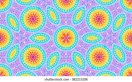 Rainbow colors dotted art vector seamless pattern tile