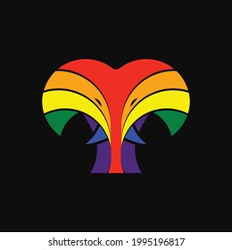 Rainbow Colors Elephant Logo graphic design vector illustration