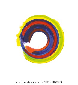 Símbolo del género de colores arcoiris. Ilustración vectorial. Colores mexicanos romperse el círculo de trazo. Forma redonda de mano pintada en rojo, amarillo, azul, verde y blanco. Fondo colorido de la etiqueta. Signo abstracto