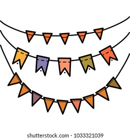 Rainbow colors flat style vector holiday flags garlands set on white background