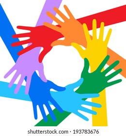 Rainbow Colors Hands Icon, vector illustration 