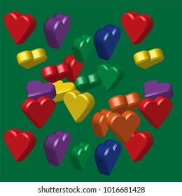 Rainbow Colors Hearts Pattern