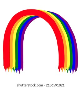 Rainbow in the colors of the LGBT community. Few colorful rainbow as a print on fabric. Freehand drawing. Doodle. Sketch.