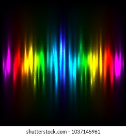 Rainbow colors lights template background. Natural radiance vector illustration dark backdrop