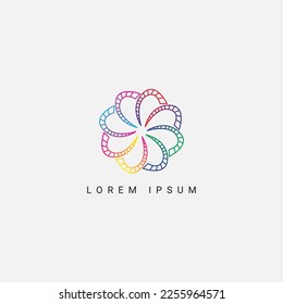 Logo de color arcoiris Diseño del logo de la organización de trabajo en equipo símbolo de ilustración. Iconos vectoriales de círculo de personas. Colores completos
