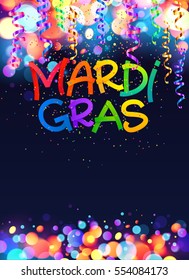 Rainbow colors Mardi Gras vector poster template background