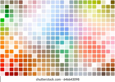 Rainbow colors occasional opacity vector square tiles. mosaic over white  background   