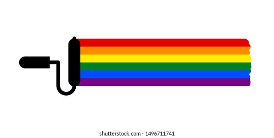 Rainbow colors painter paint paintings roller brush Vector icon icons sign signs Happy pride day happy spirit Pride Month homosexual gay hlbt lgbt lhbt lgbti lgbtq red orange yellow green blue purple stroke