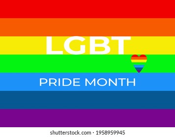 Rainbow colors, Pride month, Greeting card, invitation. Vector Illustration. EPS10
