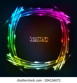 Rainbow colors shining neon lights vector frame