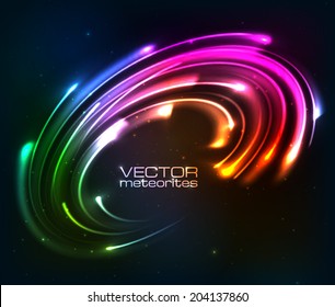 Rainbow colors shining neon lights vector twirl