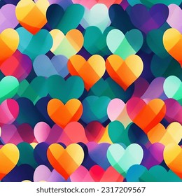 Rainbow colors Tons of Hearts: Abstract Watercolor Seamless Pattern 
