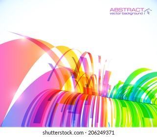 Rainbow colors vector abstract shining perspective waterfall