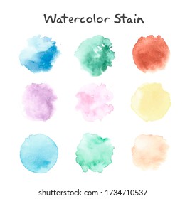 Rainbow colors watercolor paint stains. vector backgrounds set.